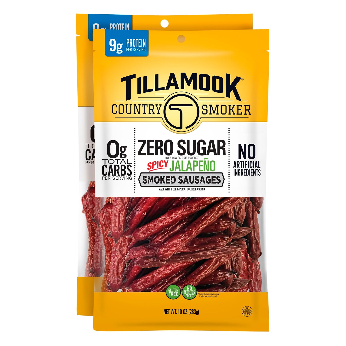 Tillamook Country Smoker Zero Sugar Spicy Jalapeo Keto Friendly Smoked Sausages  10 Ounce (Pack of 2)