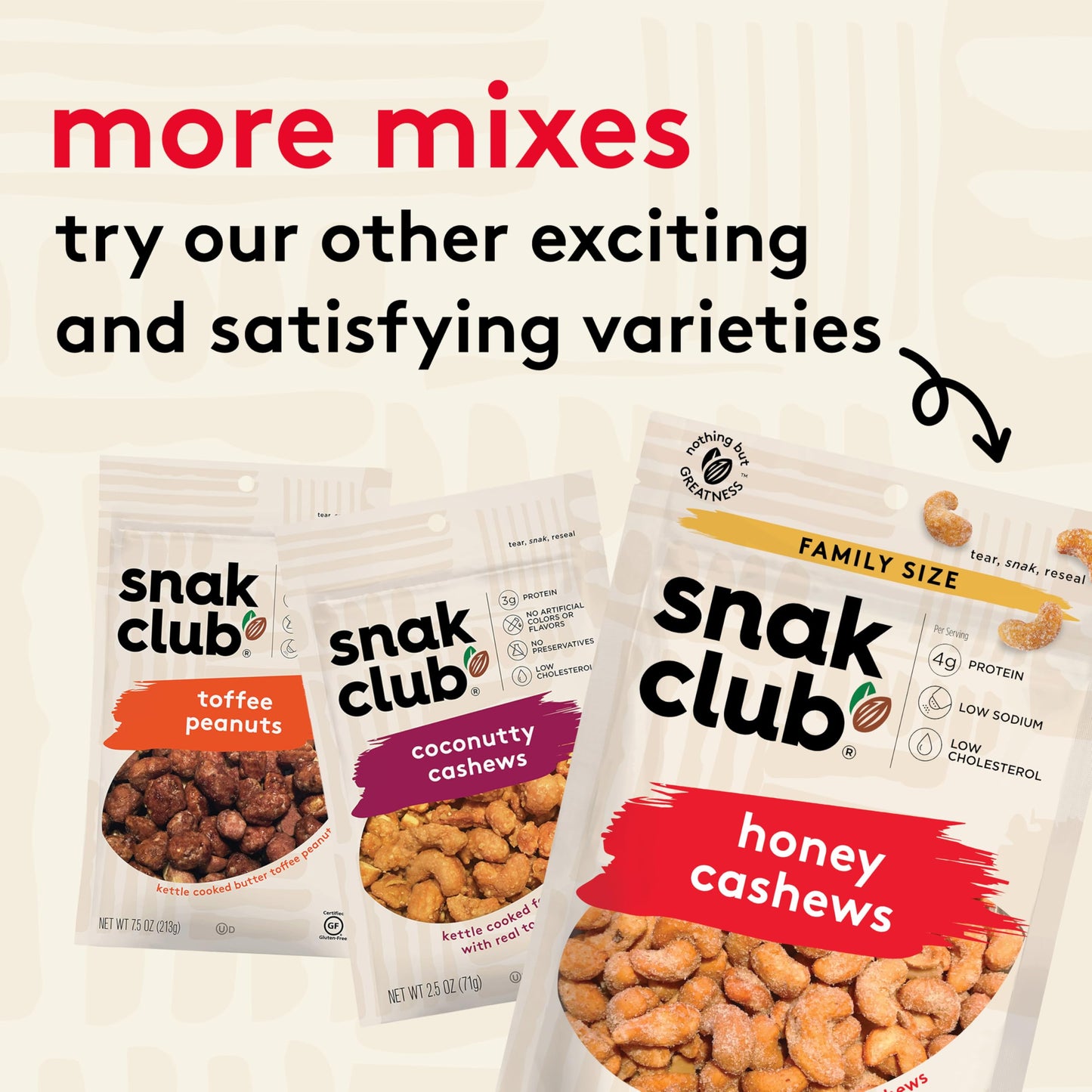 Snak Club Hot and Spicy Peanuts, Chili and Cayenne Pepper Seasoned Nuts, Gluten-Free and Kosher Snack, 7.5 oz Resealable Bags, 6