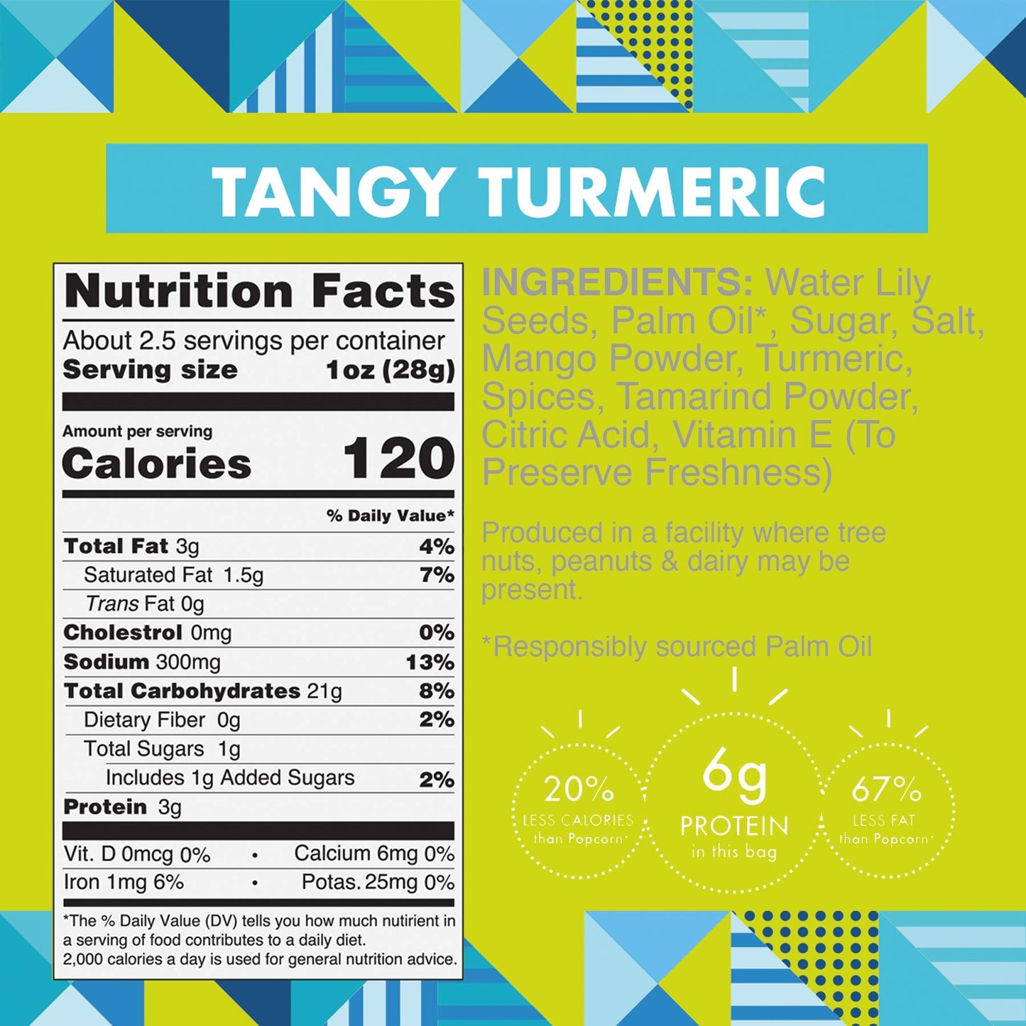 Taali Tangy Turmeric Water Lily Pops (4-Pack) - Roasted Fox Nuts Makhana Snack | Crunchy Indian Healthy Snacks | Protein-rich, V