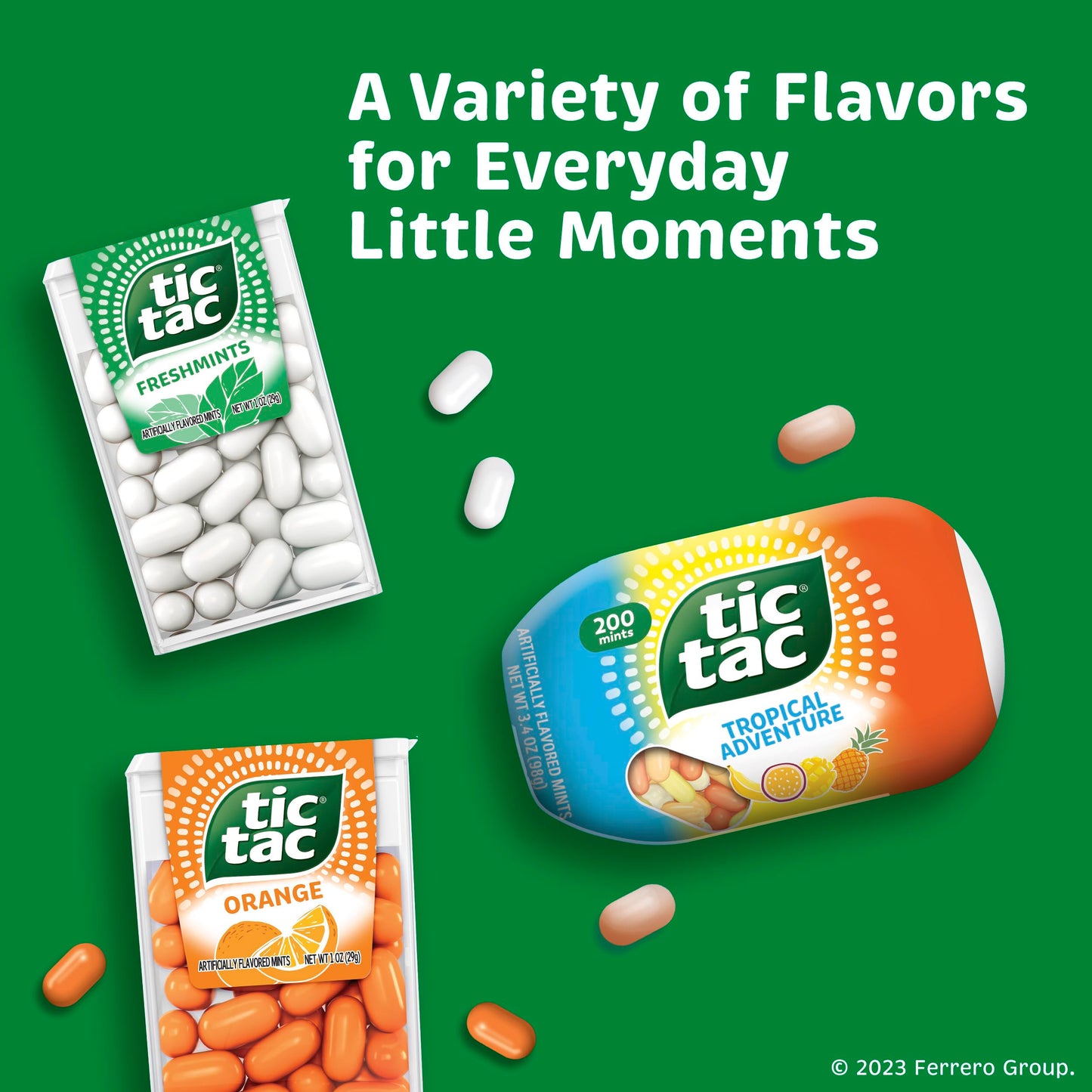 Tic Tac Freshmint Breath Mints, 4 Bottle Packs, On-The-Go Refreshment, Stocking Stuffers, 3.4 Oz Each