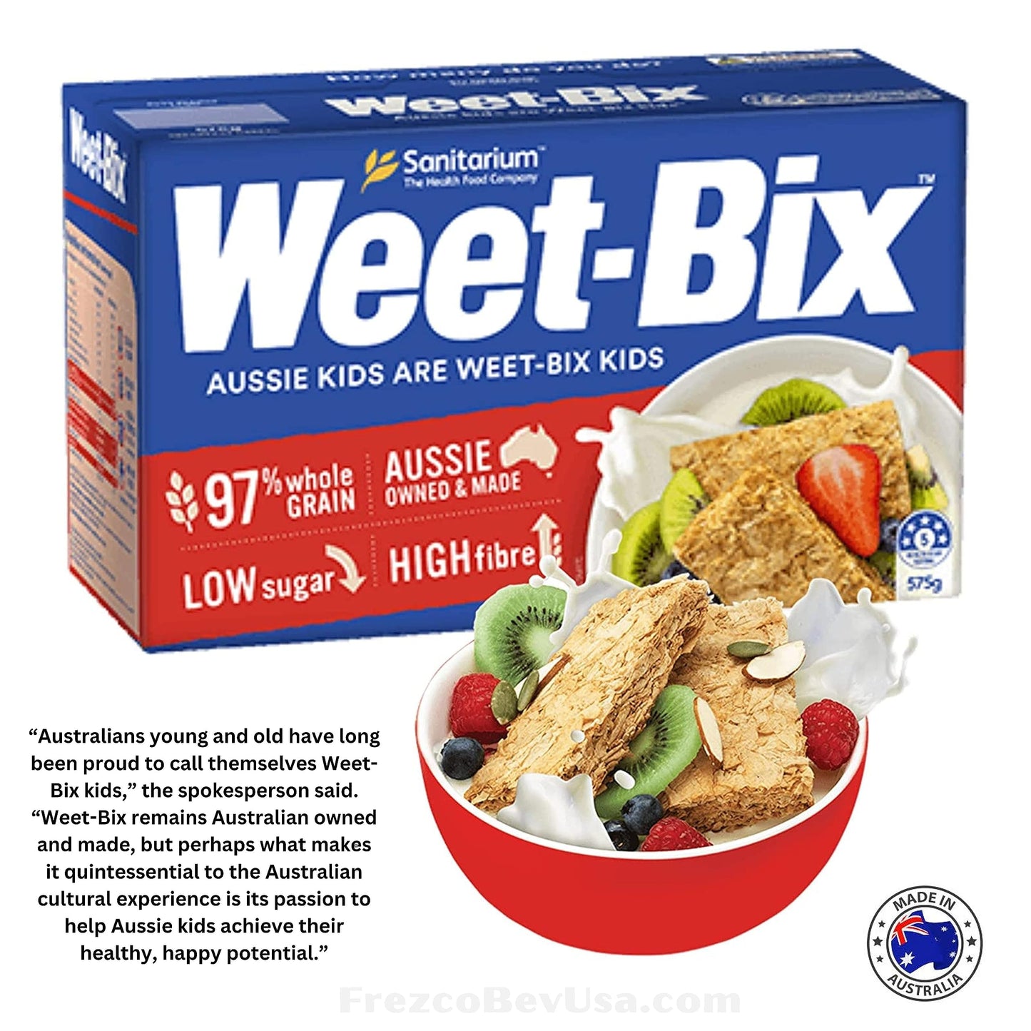 Sanitarium Weet-Bix (Pack Of 1 X 575G) Made In Australia 97% Wholegrain Weet-Bix Gives You Lasting Goodness And Energy