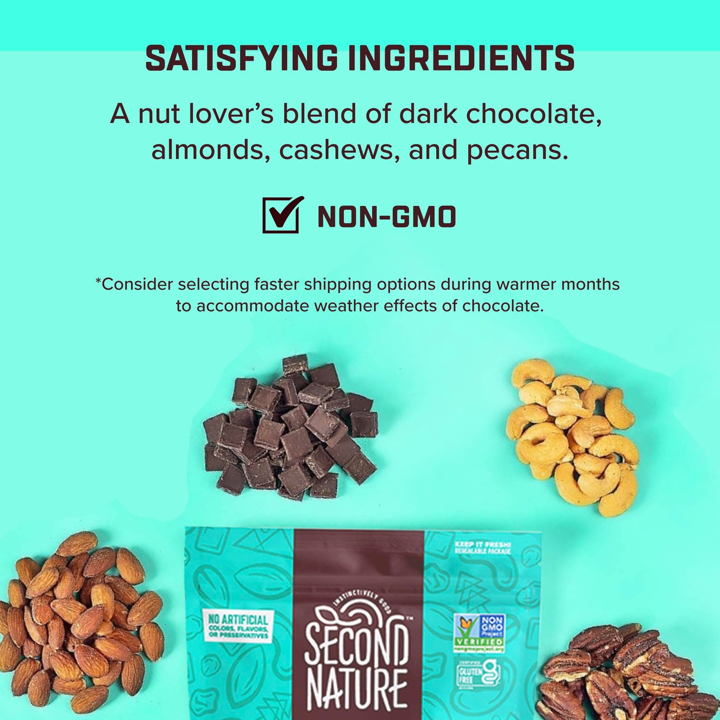 Second Nature Dark Chocolate Medley Trail Mix, 12 Oz. Resealable Pouch (Pack Of 6) - Certified Gluten-Free Snack Mix - Dark Choc