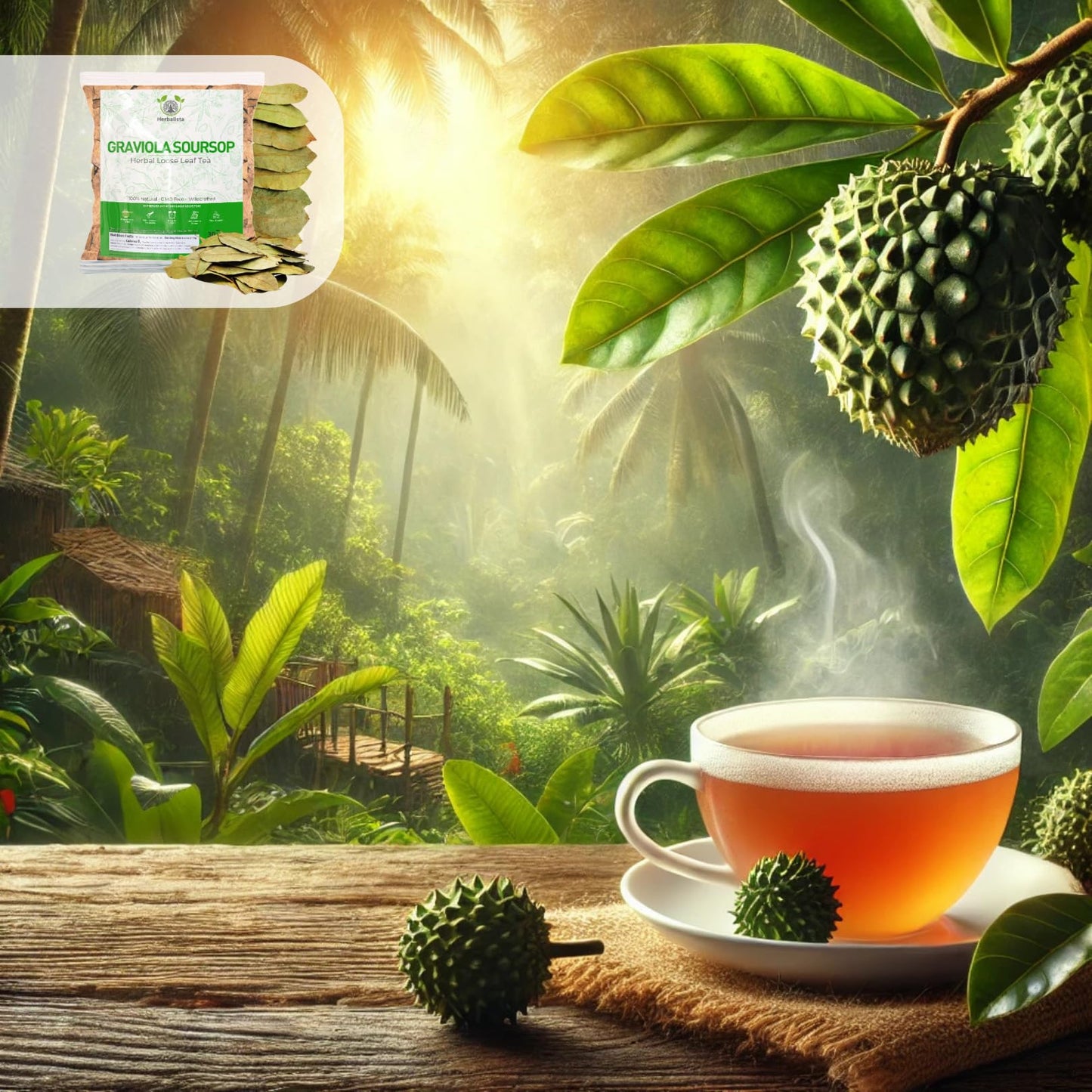 Herbalista - enhanced Whole Dried Graviola Soursop Leaf (4 oz | 350+ Leaves) | 100% Natural Hoja de Guanabana | Fresh  Wildcrafted  and Authentic | Makes 30+ Cups of Delicious Tea