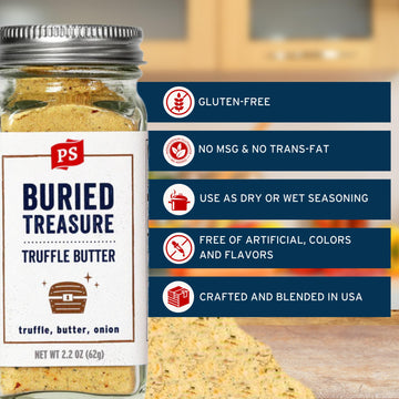 PS Seasoning Truffle Butter All-Purpose Seasoning - 2.2 oz Shaker, Umami Flavor for BBQ, Pasta, Burgers, Risotto