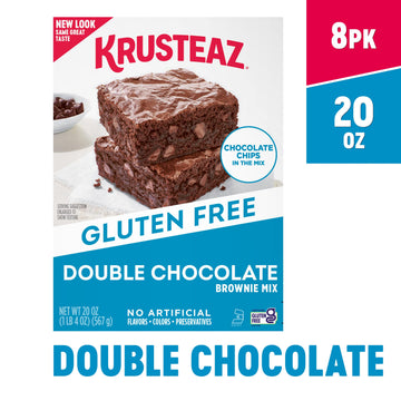 Krusteaz Gluten Free Double Chocolate Brownie Mix, Includes Chocolate Chips, Certified GF, Gluten Free Baking Mix, 20-ounce Boxe