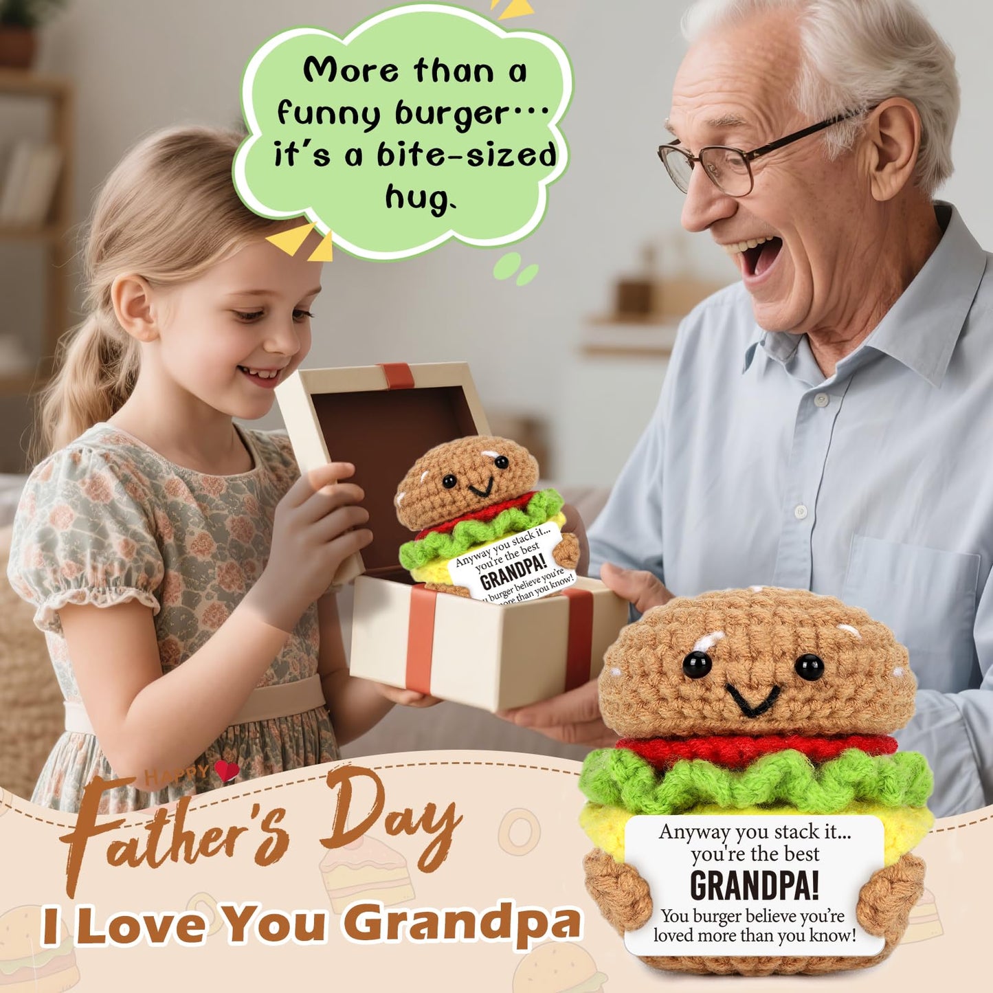 Avboda Mini Birthday Gifts For Grandpa Cute Handmade Crochet For Grandfather Funny Thank You Gift For Papa New Grandfather Bonus Grandpa Unique Thanksgiving Day From Grandkids
