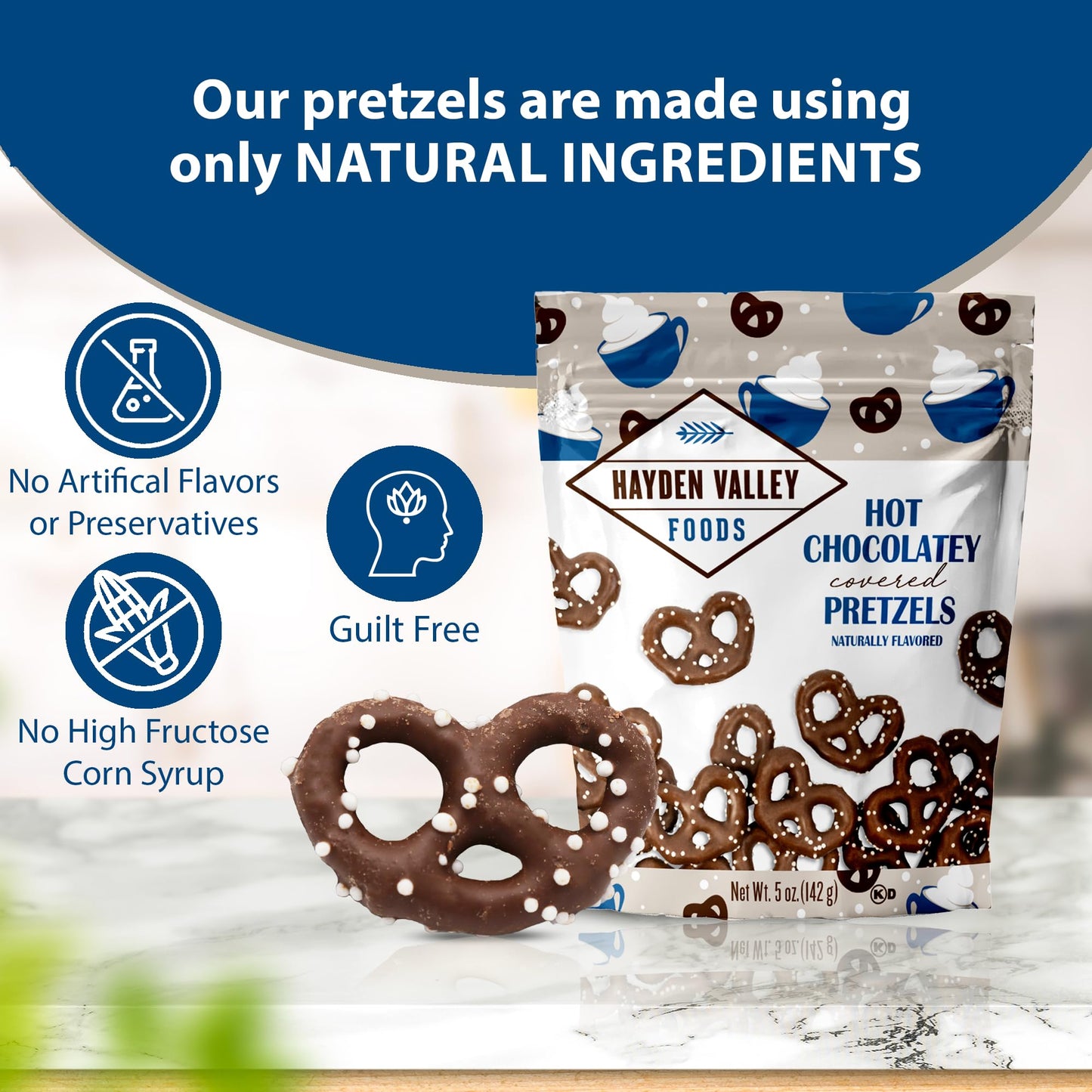 Hayden Valley Foods Flavored Covered Pretzel Variety Pack | 5 oz Bags (Pack of 3) | Chocolate Peppermint, Holiday Yogurt and Hot