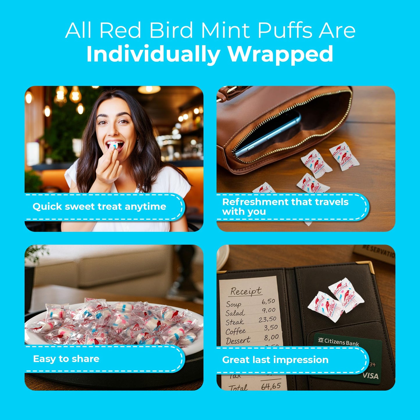 Red Bird Cotton Candy Flavored Candy, Mints Individually Wrapped, Unique Candy, 52 oz Tub