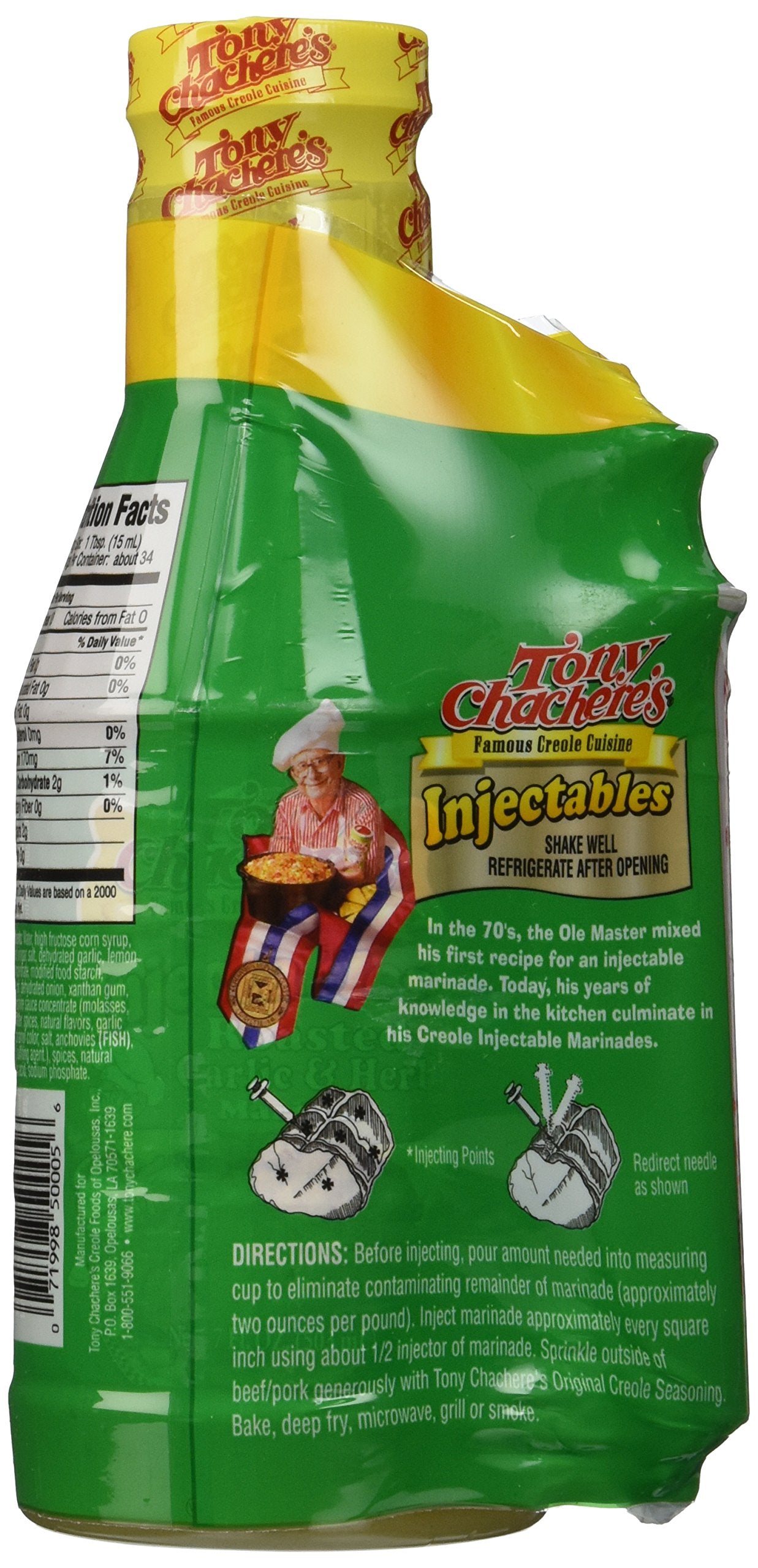 Tony Chachere Injectable Marinades With Injector, Roasted Garlic And Herb, 3 Count
