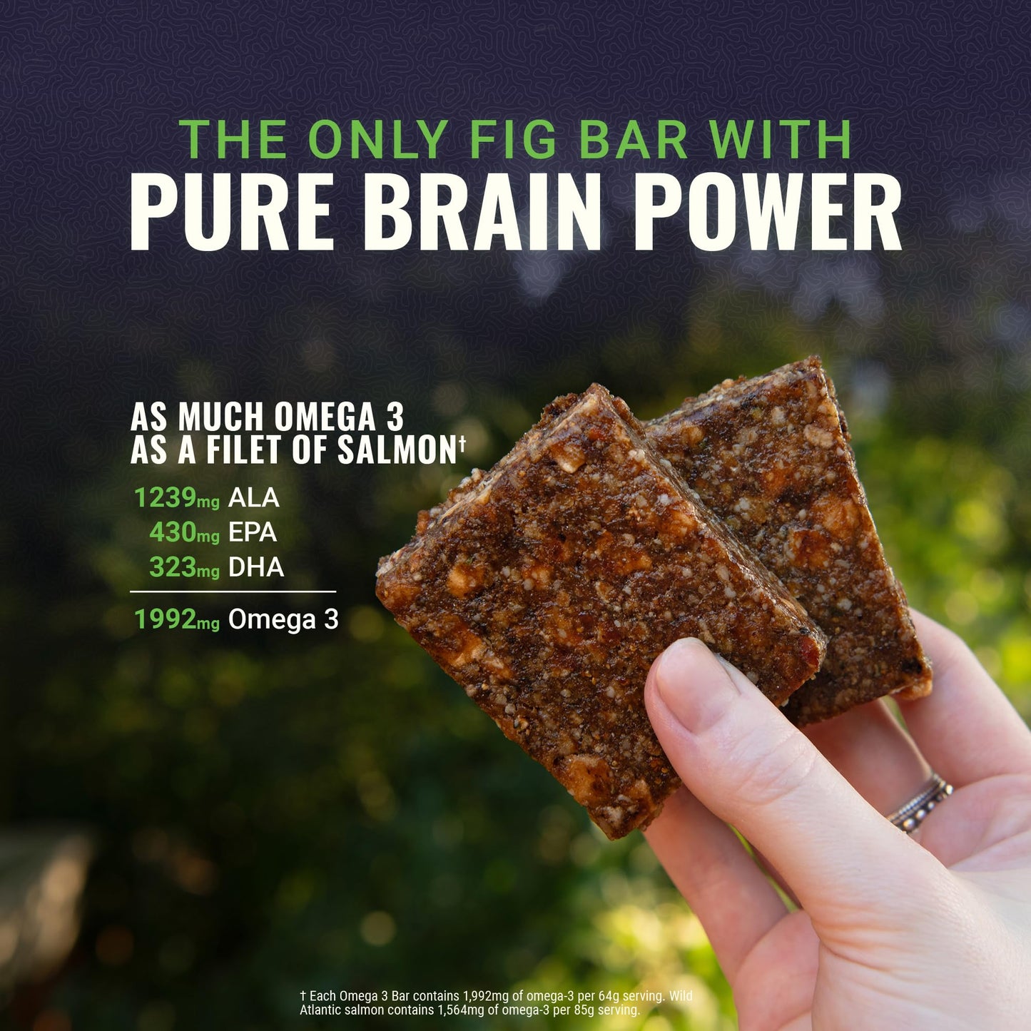 Braincare Omega 3 Fig Bars - Apple Almond Crisp, Gluten-Free Protein Snacks, 4 Count, 1,992mg Omega-3, High-Protein Meal Replacement