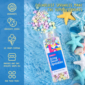 Sprinkles For Cake Decorating 4.2 Ounce Sugar Pearls Mixing Sizes, Edible Sprinkles For Cookie Decorations, Cupcake Topper, Ice