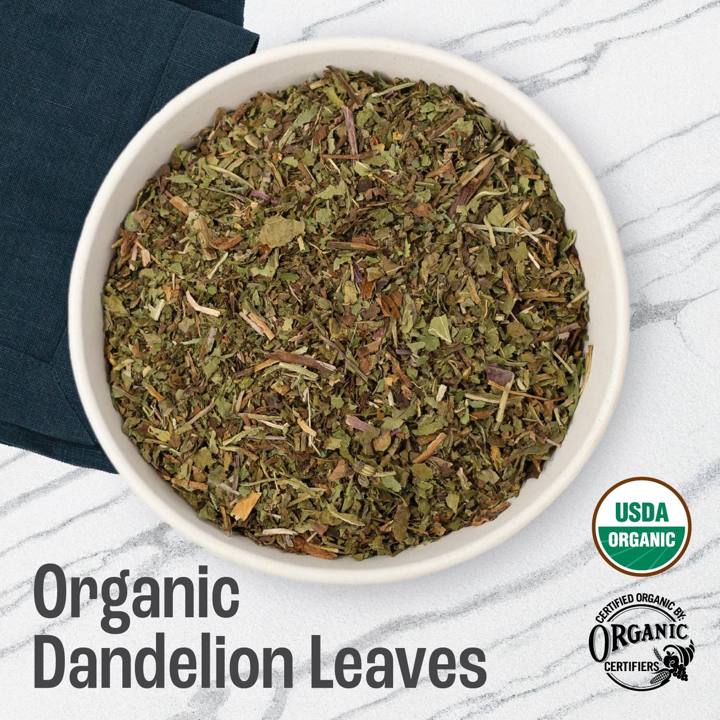 J MAC BOTANICALS Organic Dandelion Leaves Tea, 16 oz Bag, USDA Certified Organic, Caffeine-Free, Cut and Sifted