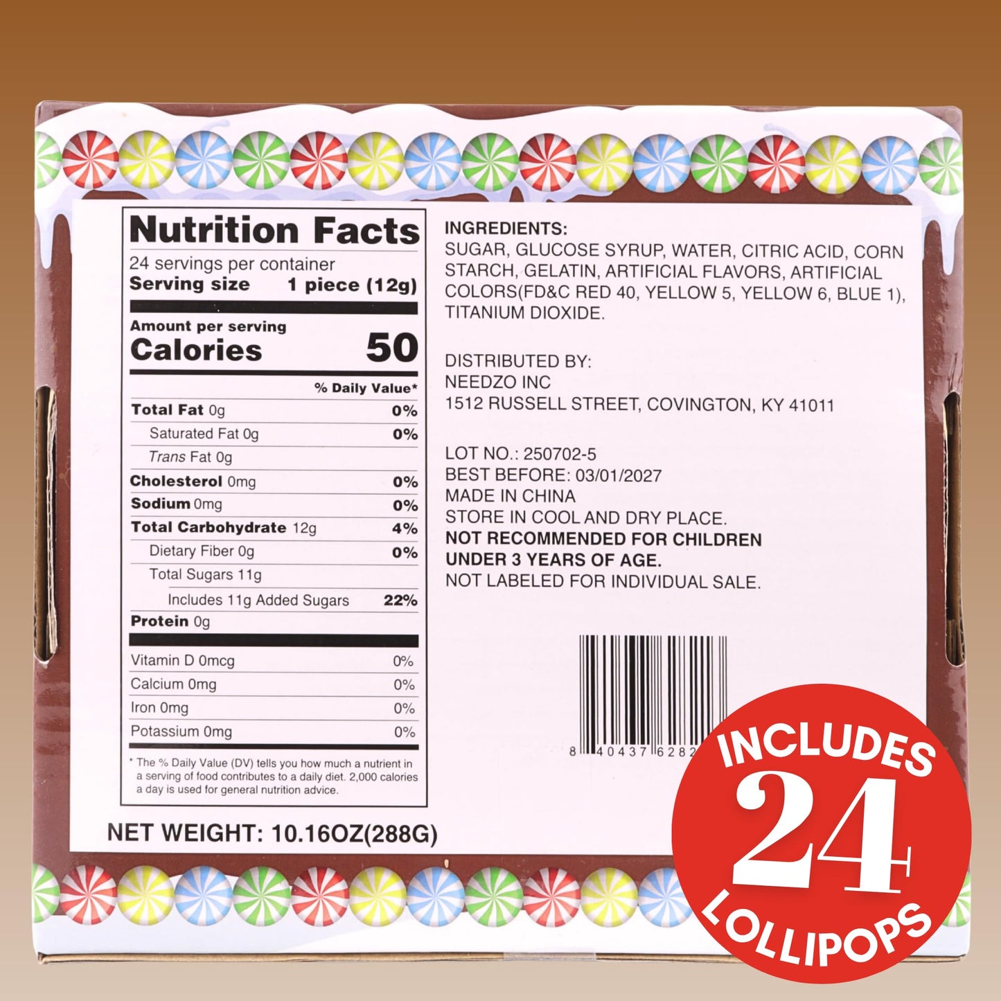 Sweetzo Gingerbread Man Christmas Lollipops, Strawberry & Watermelon, 24 Count, Individually Wrapped, Holiday Party Favors