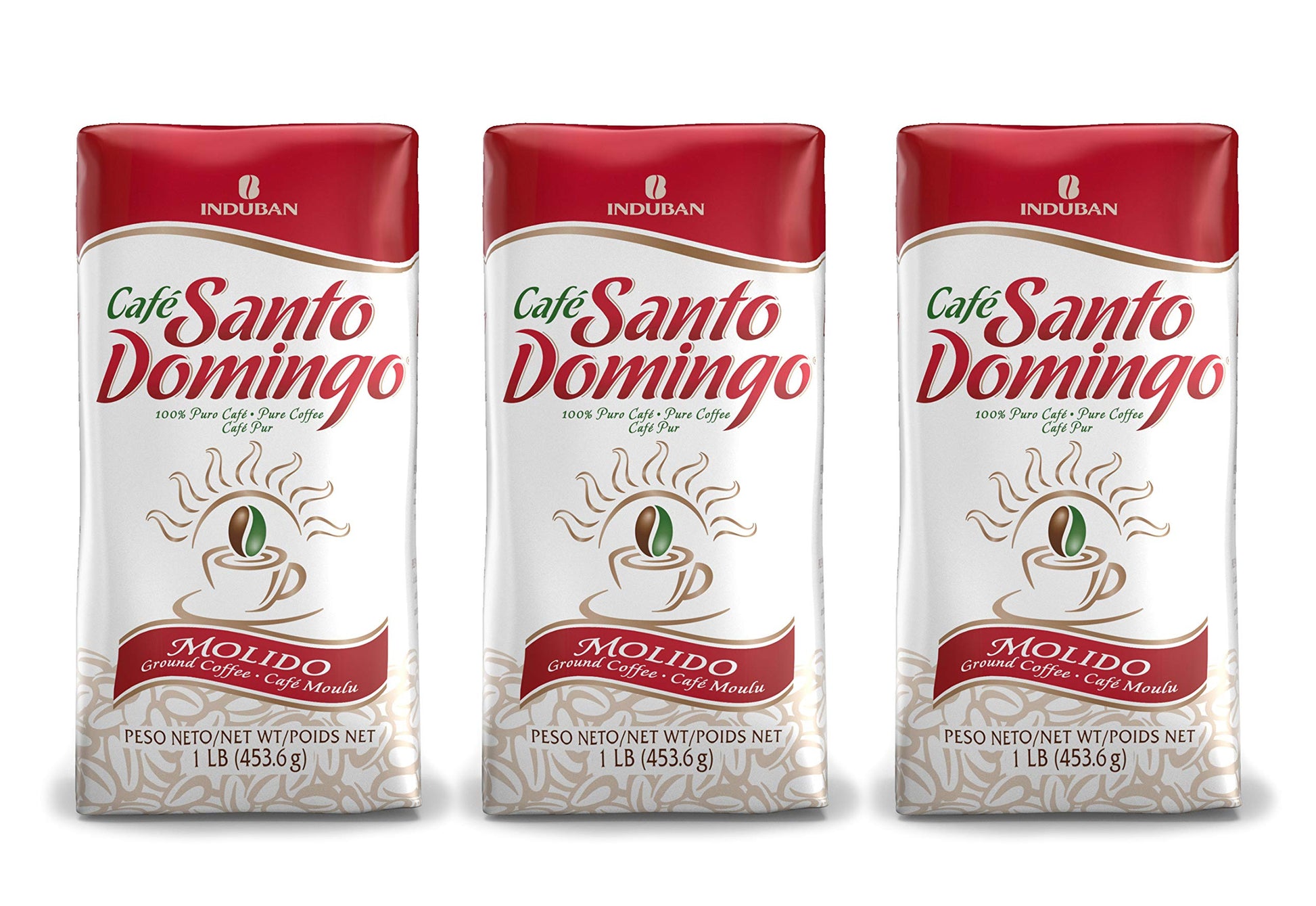 Café Santo Domingo Ground Coffee, 16 oz Bag, Dominican Republic, Pack of 3