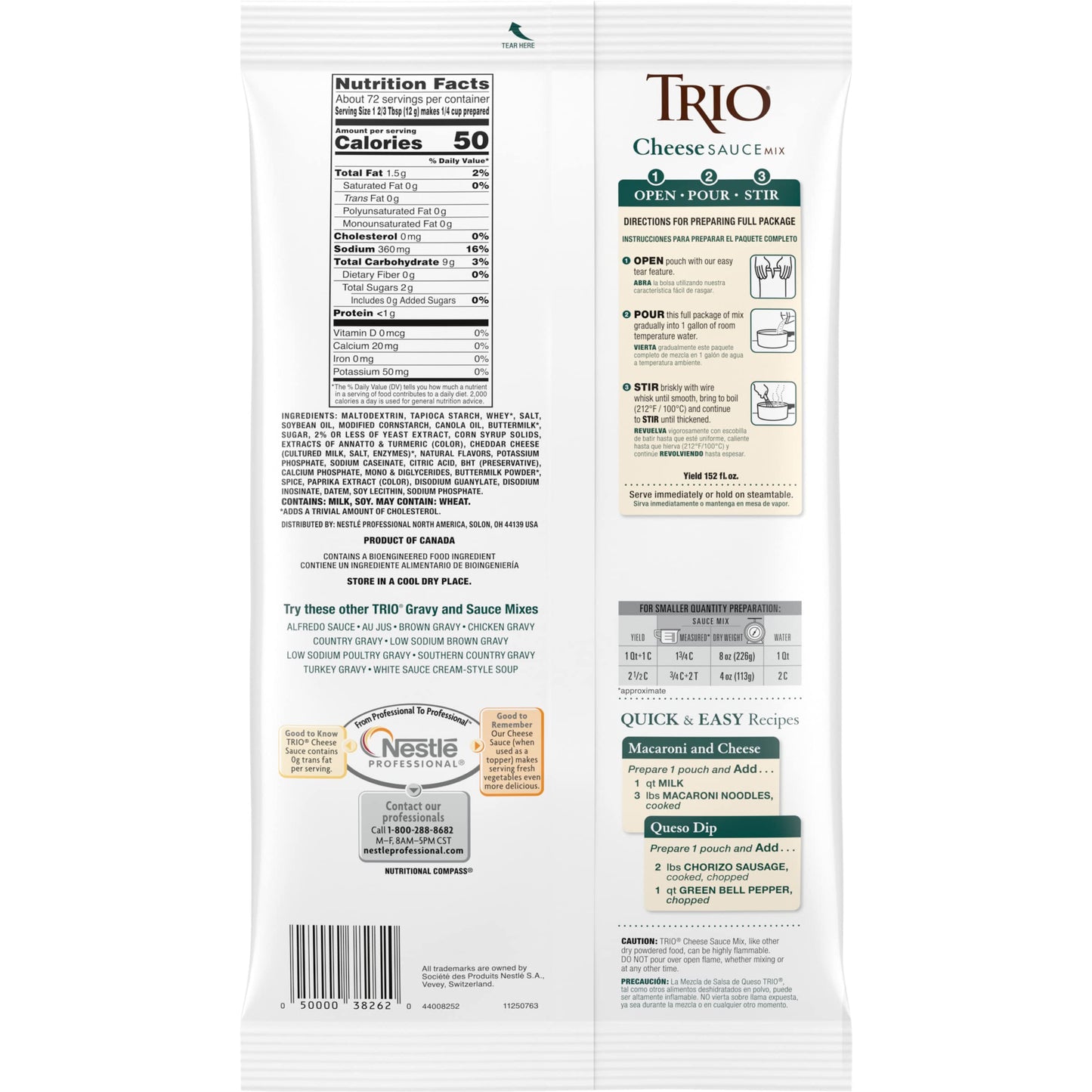 Trio Cheese Sauce Mix, Mac And Cheese, Pretzel Cheese Dip, Rich And Velvety, 32 Oz Bag