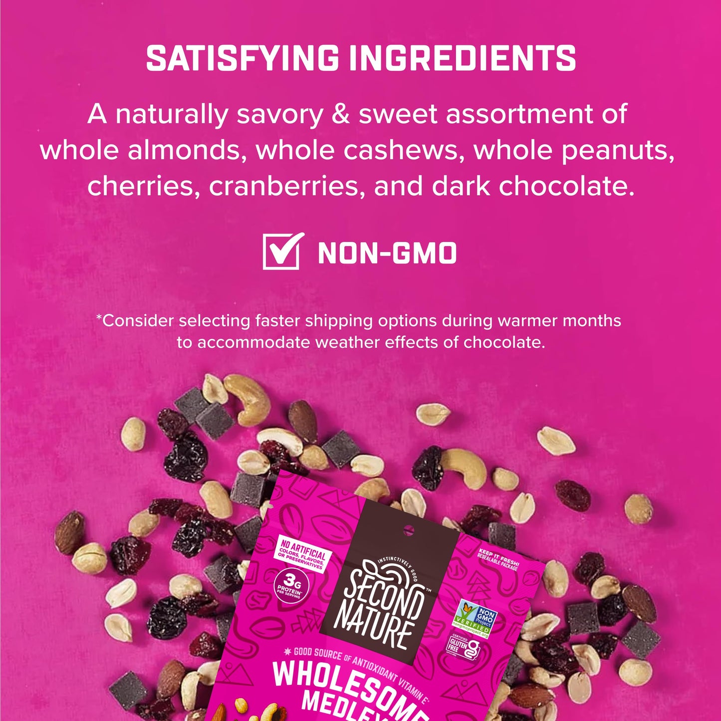 Second Nature Trail Mix - Dark Chocolate, Dried Fruit & Nuts, Gluten-Free, 30 oz (Pack of 6)