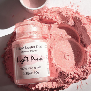 Edible Pink Luster Dust for Cake Decorating - 0.35oz Colaele Gold Shimmering Edible Glitter Dust for Chocolates, Metallic Food C