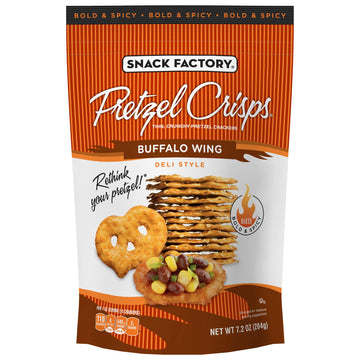 Snack Factory Pretzel Crisps, Buffalo Wing, 7.2 Oz Bag (Pack Of 12)
