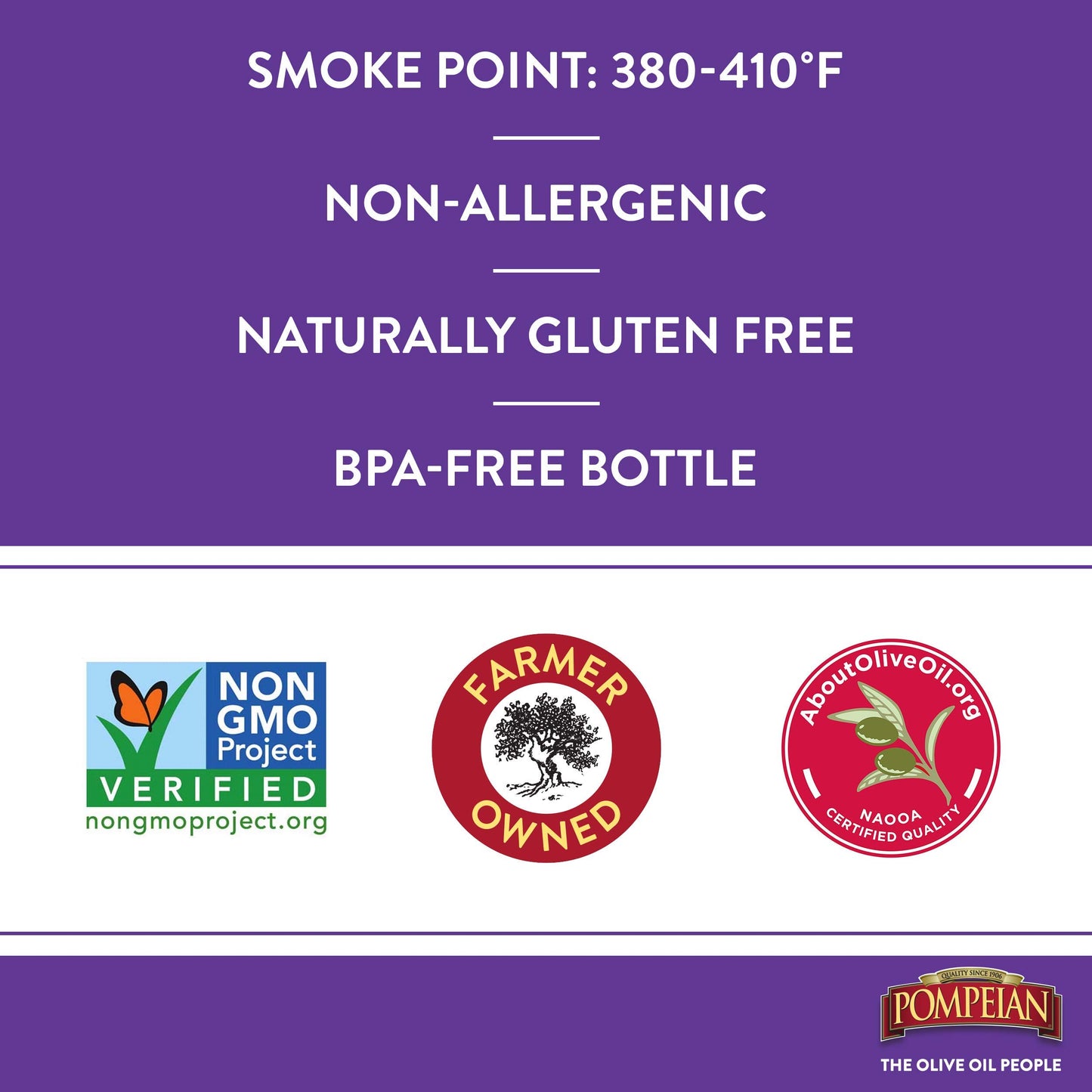 Pompeian Smooth Extra Virgin Olive Oil, First Cold Pressed, Mild and Delicate Flavor, Perfect for Sauteing and Stir-Frying, Natu