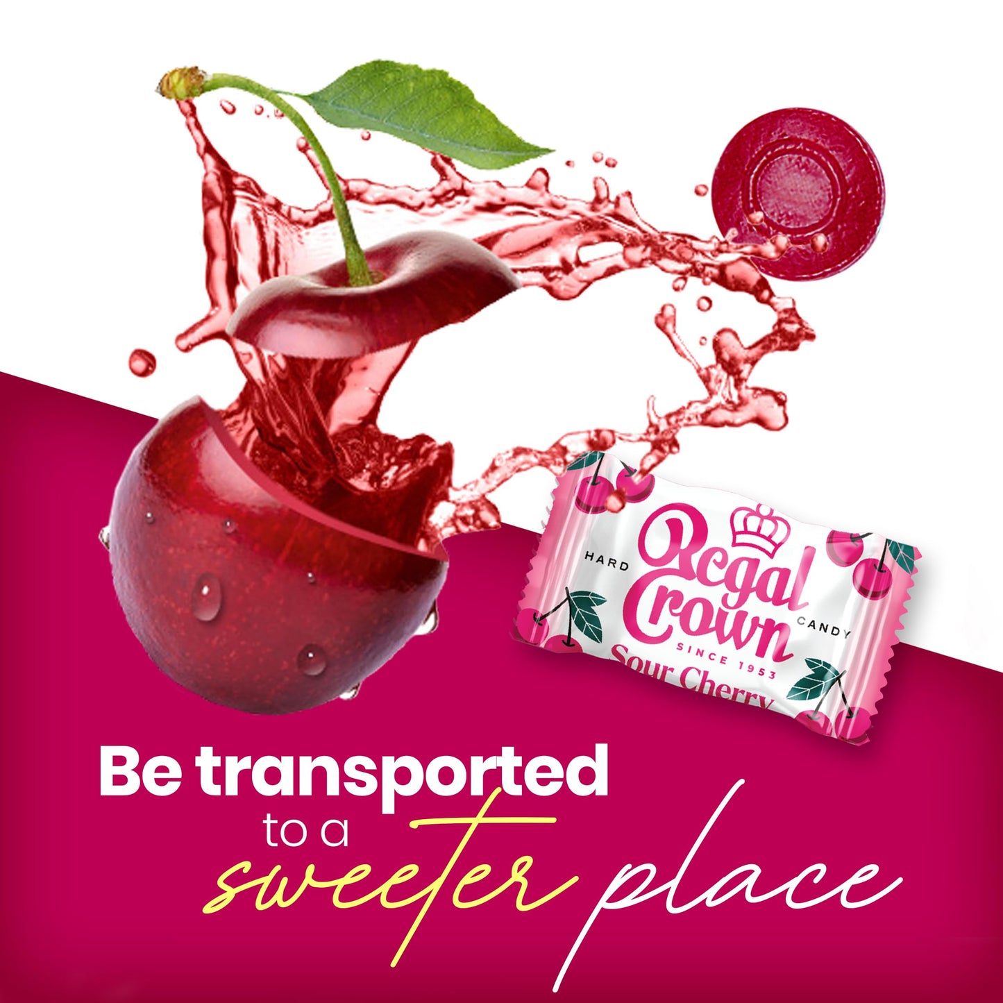 Regal Crown Sour Cherry Candy | Traditional Sour Cherries Candy | Tart and Tangy Old Fashioned Sour Cherry Hard Candy Brought To
