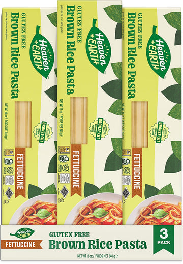 Heaven & Earth Gluten Free Brown Rice Pasta Fetuccinni, 12oz (3 Pack) | Great Texure | Real Pasta Taste & Mouthfeel | Whole Grai
