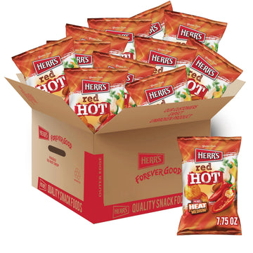 Herrs Red Hot Potato Chips, 7.75 Ounce (Pack of 12 Bags) - Spicy Red Hot Chips for Bold Flavor Fans - Great for Parties and Gam