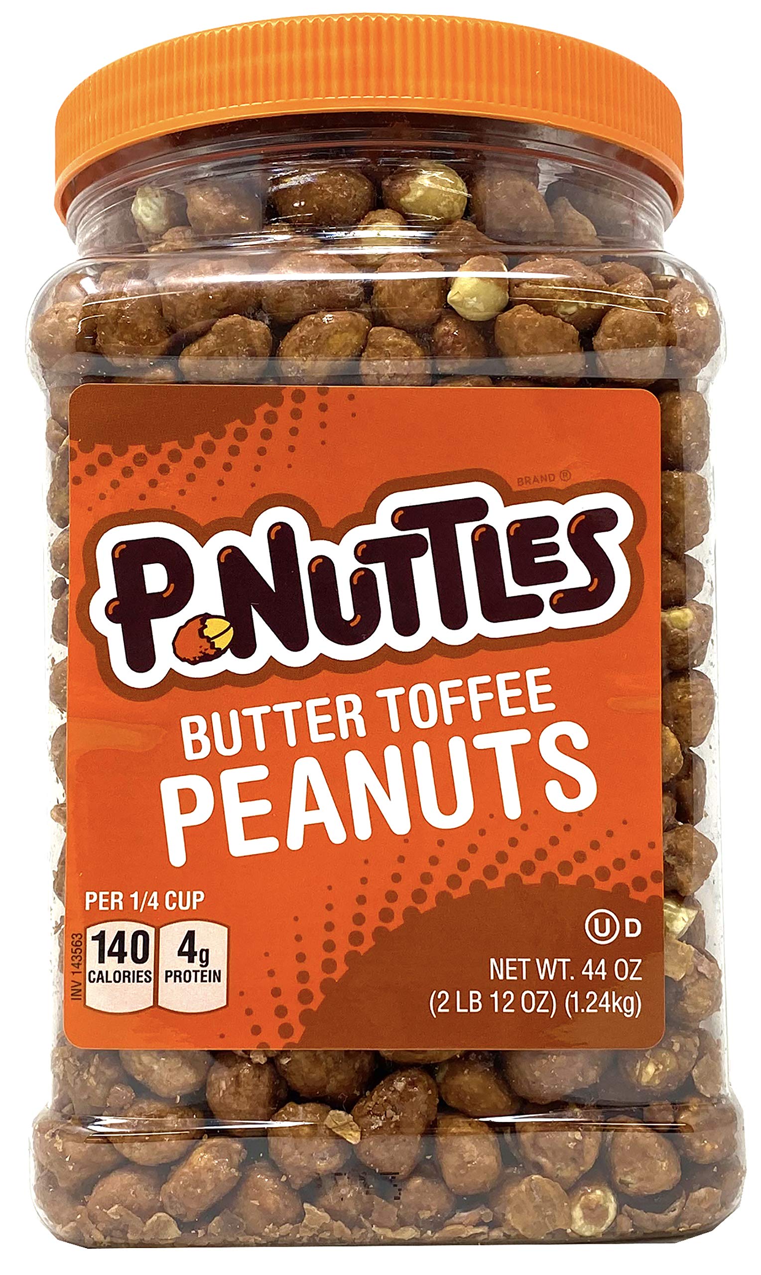 P-Nuttles Butter Toffee Covered Peanuts,Sweet Salty Snack, Toffee Peanuts,Toffee Nuts, 44 Ounce Jar Made In The Usa, Kosher, Pea