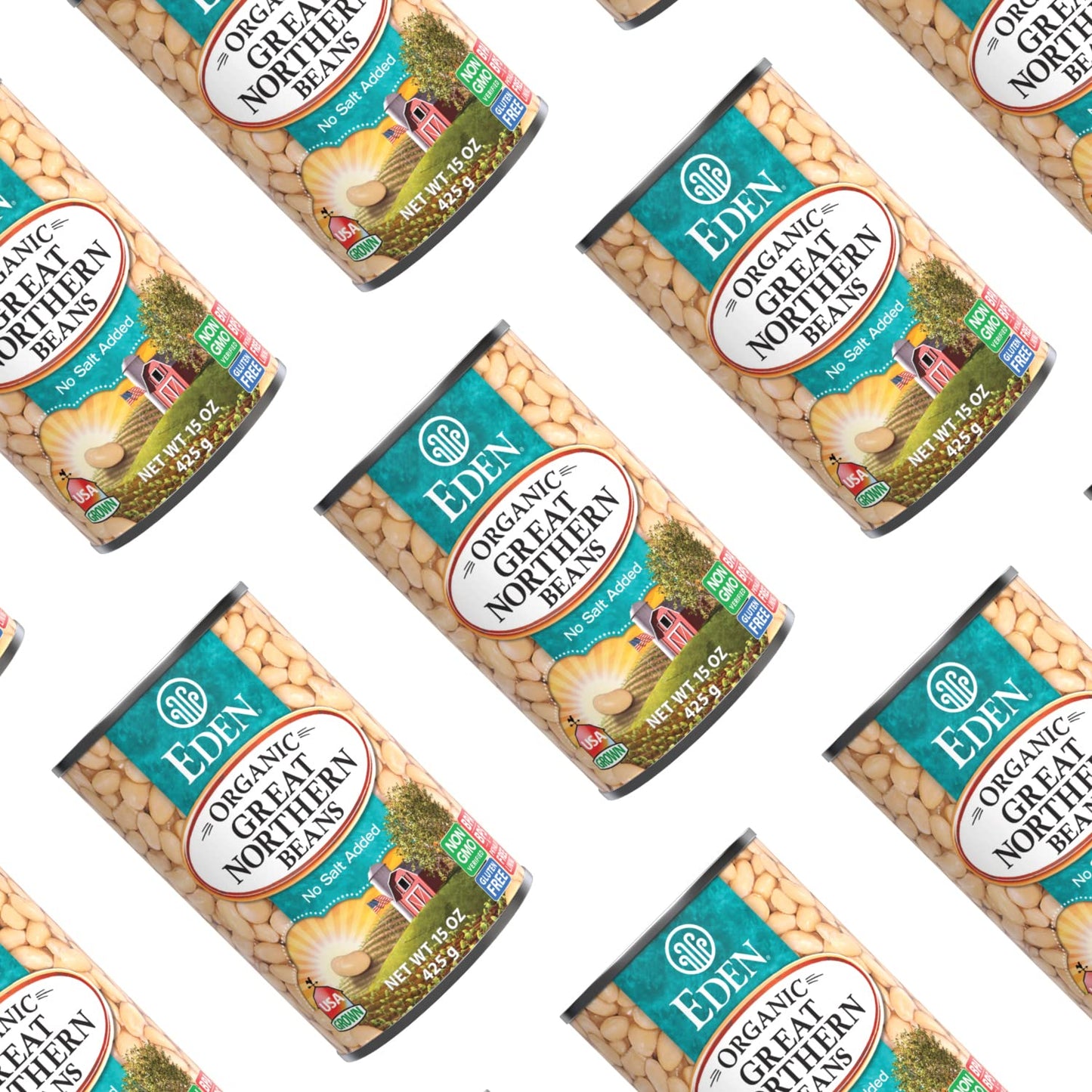 Eden Organic Great Northern Beans (White Beans), 15 Oz Can (12-Pack Case), No Salt Added, Non-Gmo, Gluten Free, U.S. Grown, Heat