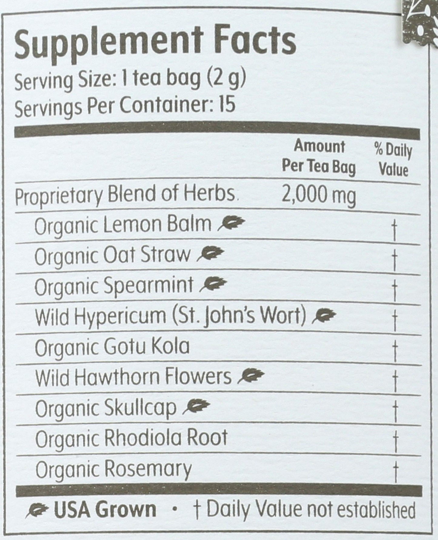 FLYING BIRD BOTANICALS Tea, Peaceful Spirit, 15 CT
