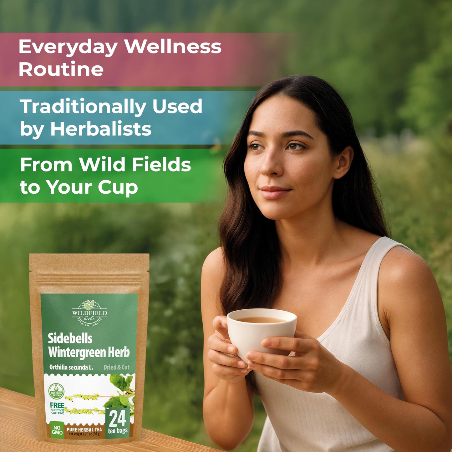 24 Bags Dried Cut Sidebells Wintergreen Herb Tea (Orthilia Secunda) - 24 Count 1.5G Tea Bags One-Sided Wintergreen Orthilia (Peralito)