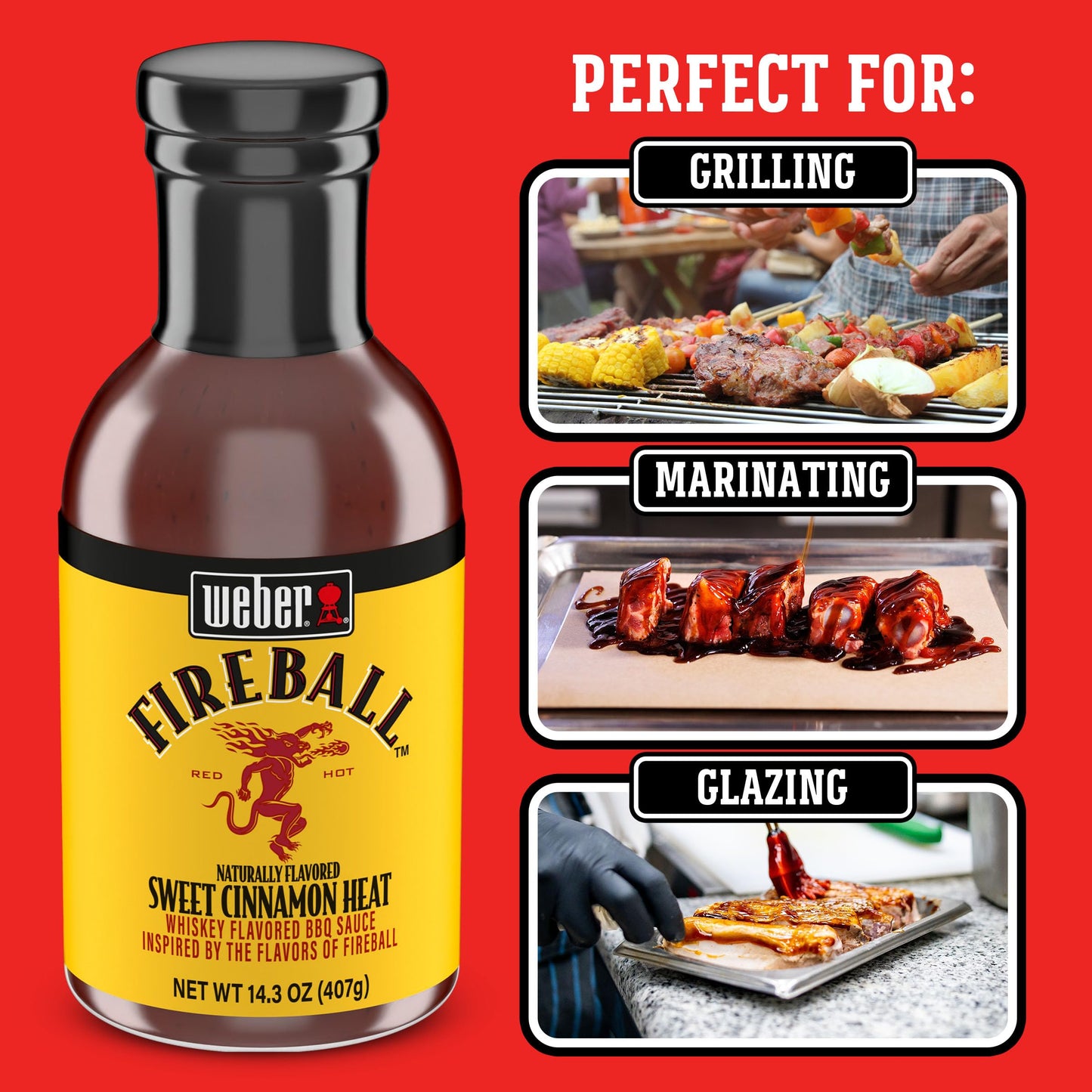 Weber Fireball spirit-inspired flavor Flavored BBQ Sauce, 14.3 oz, Model 1165756