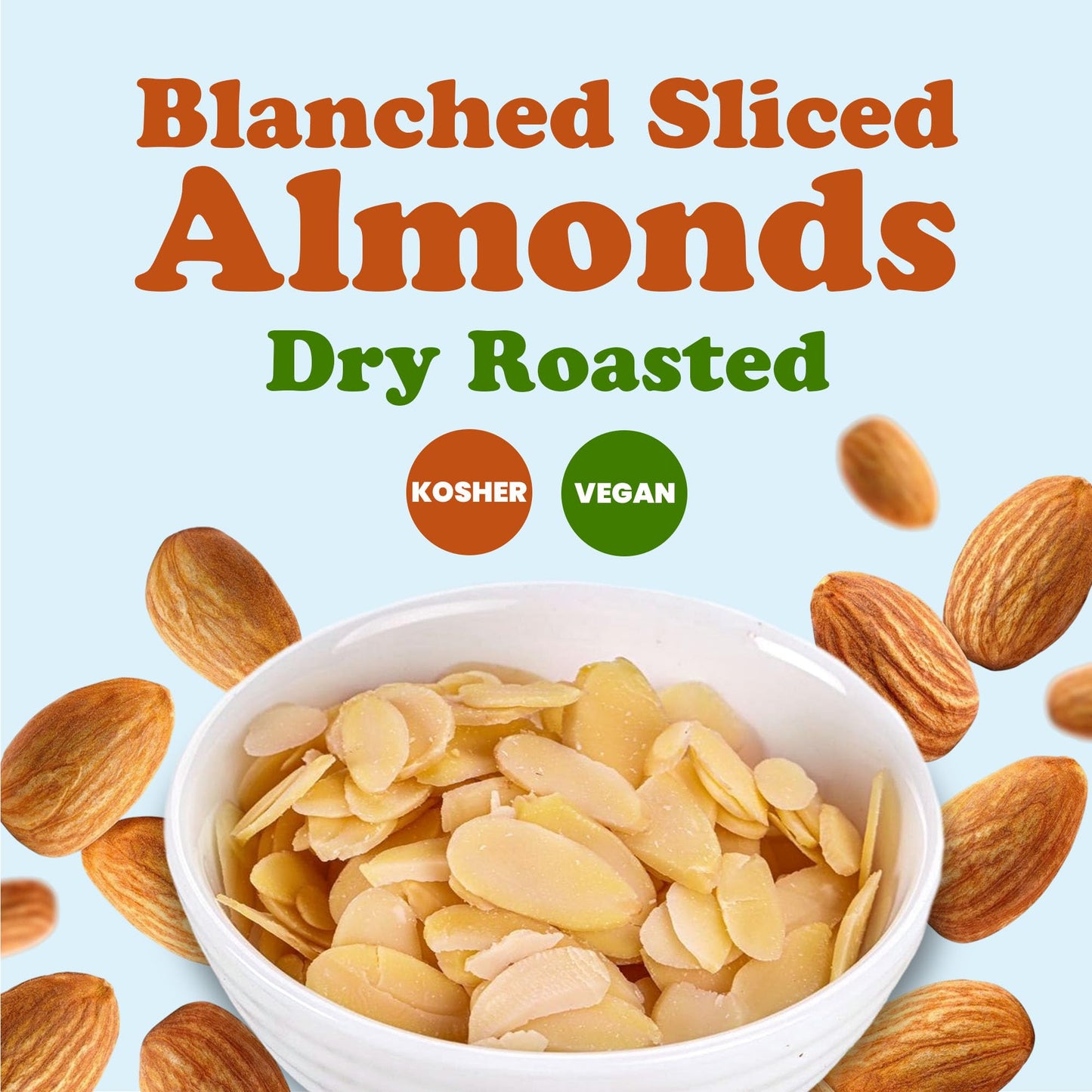 Food to Live Dry Roasted Blanched Sliced Almonds, 3 Pounds - Perfectly Oven Toasted for Maximum Flavor, Unsalted, No Oil Added,