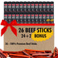 Jerky.Com 100% Original Beef Snack Sticks 26 Pack (24 + 2 Bonus) | Sugar Free, Low Carb, High Protein Keto Snacks | Delicious Gluten Free Beef Jerky Sticks | Gifts For Men