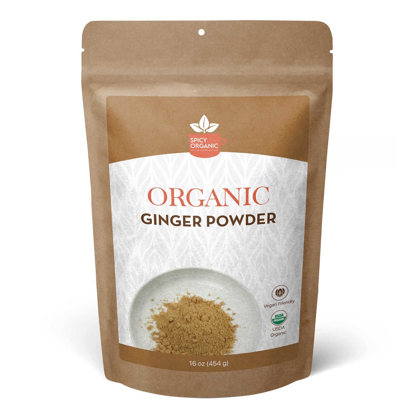 Spicy Organic Ginger Root Powder - 16 Oz. - Freshly Ground From Raw, Indian Ginger, Dried Spice For Baking, Beverages And Cookin