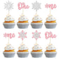 Gyufise 24Pcs Double Layer Snowflake One Cupcake Toppers Pink Glitter Winter First Birthday Decorations For Winter Onederland 1S