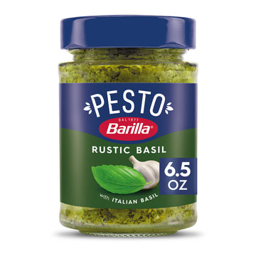 Barilla Rustic Basil Pesto Sauce Made with Italian Basil and Cheeses  6.5 oz. Jar  Pasta Sauce and Spread