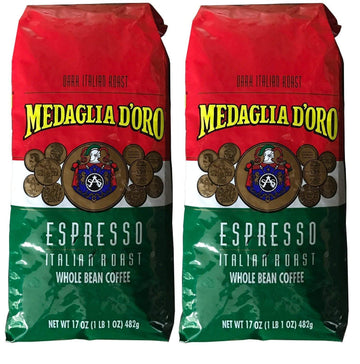 Medaglia D'Oro Whole Bean Italian Roast Espresso Coffee, 17 Ounce (Pack Of 2)