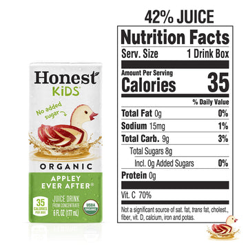 Honest Kids Organic Juice Drink, Apple, 6 Fl Oz Juice Boxes, Pack of 40
