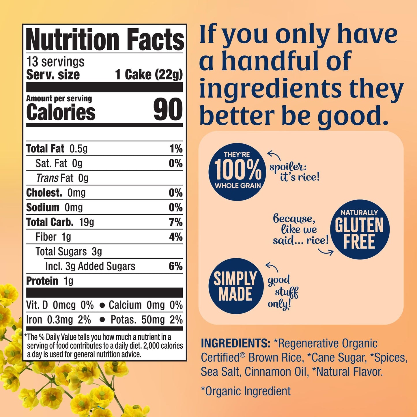 Lundberg Organic Whole Grain Rice Cakes Cinnamon Toast, 9.5 Oz