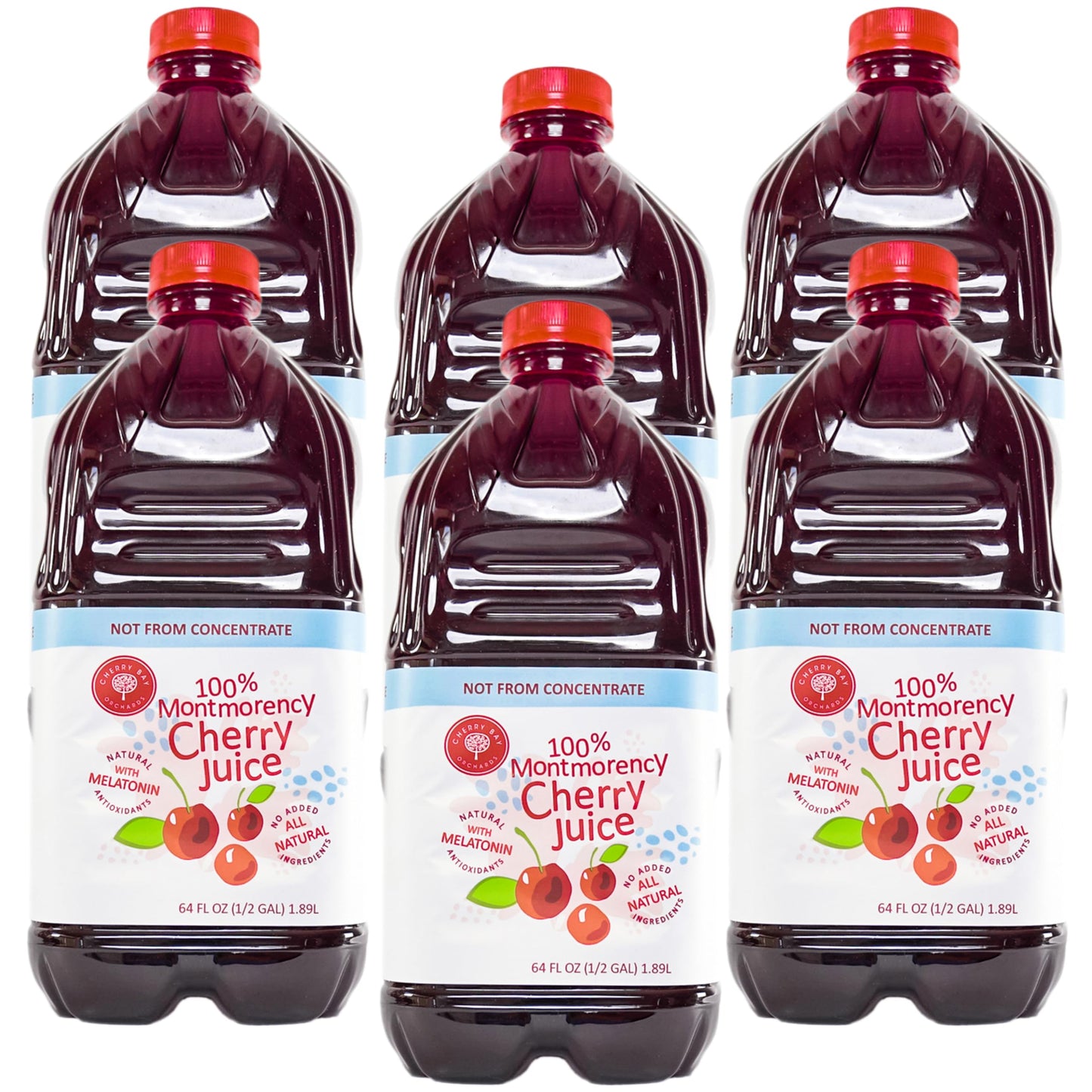 Cherry Bay Orchards Tart Cherry Juice (6 Pack 64 oz Bottle  384 oz Total) - 100% Natural Cherry Juice Not From Concentrate - Boosts Immunity - No Added Sugar