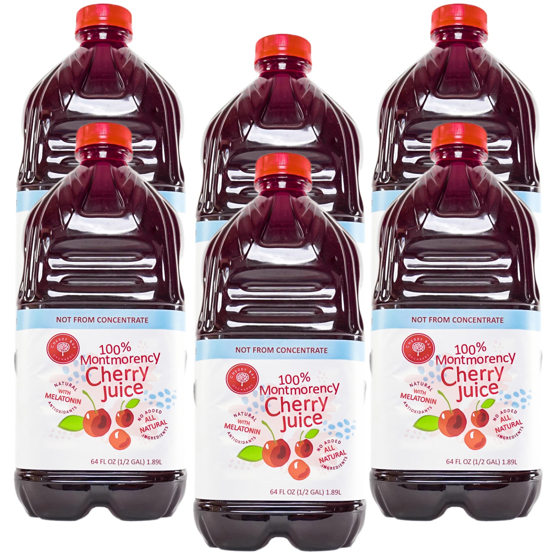 Cherry Bay Orchards Tart Cherry Juice (6 Pack 64 oz Bottle  384 oz Total) - 100% Natural Cherry Juice Not From Concentrate - Boosts Immunity - No Added Sugar