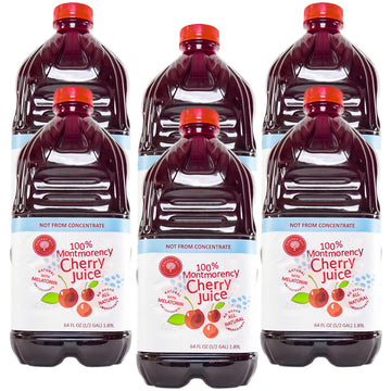 Cherry Bay Orchards Tart Cherry Juice (6 Pack 64 oz Bottle  384 oz Total) - 100% Natural Cherry Juice Not From Concentrate - Boosts Immunity - No Added Sugar
