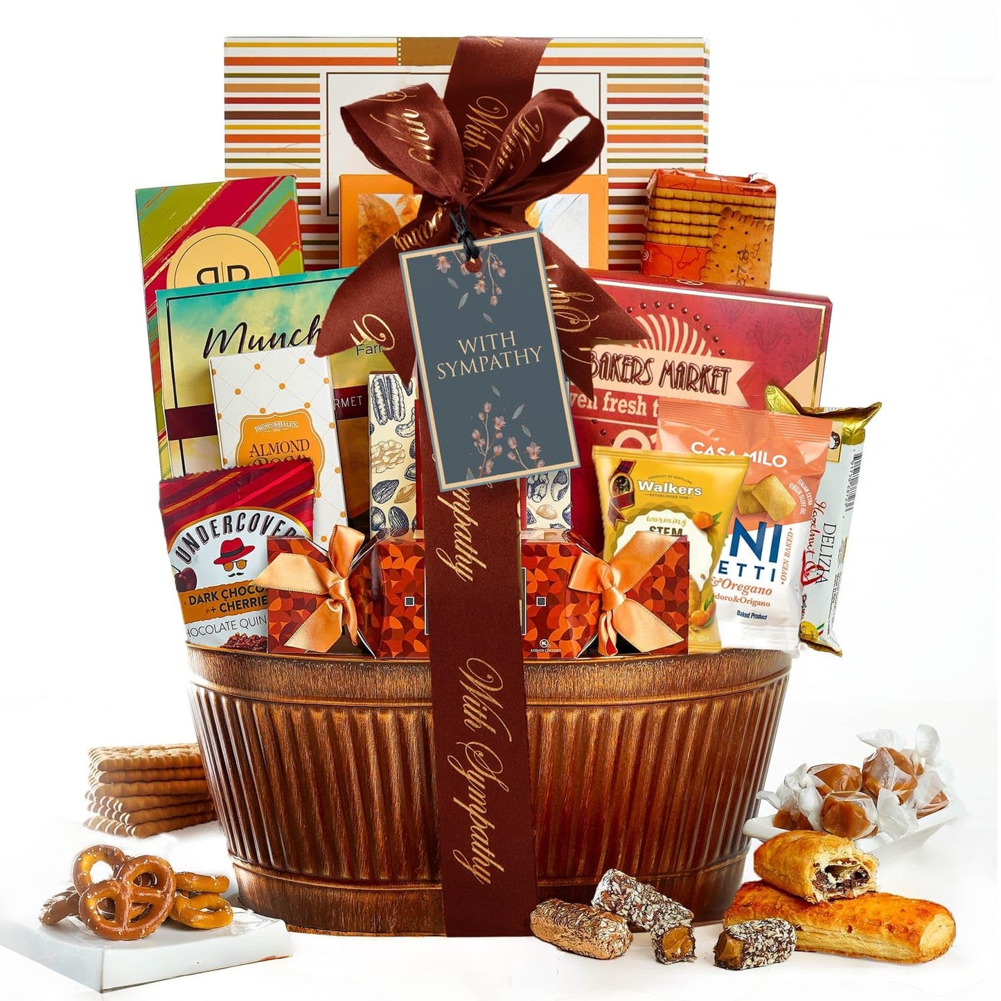 Broadway Basketeers Sympathy Gift Basket - Bereavement & Condolences Care Package  Thoughtful Food Delivery For Loss Of Loved One  Comforting Box Present