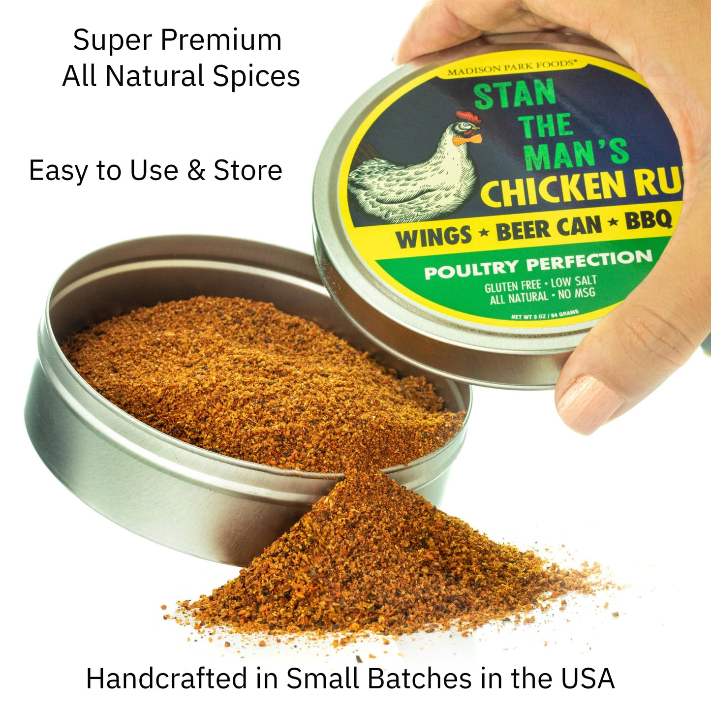 Madison Park Foods Stan’s Big Red Bird Rub – Poultry Seasoning, All Natural, Gluten-Free, Low Salt – 3oz Pouch, Reddish Brown
