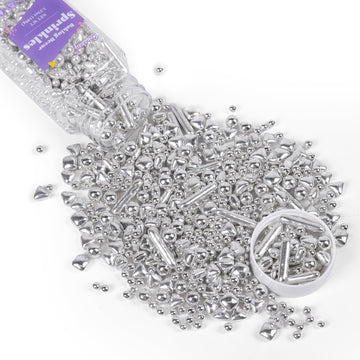 Cobakey Bright Silver Sprinkles For Cake Decorations 3.52 Ounce Silver Pearl Sugar Sprinkles For Cupcake Toppers Wedding Party V