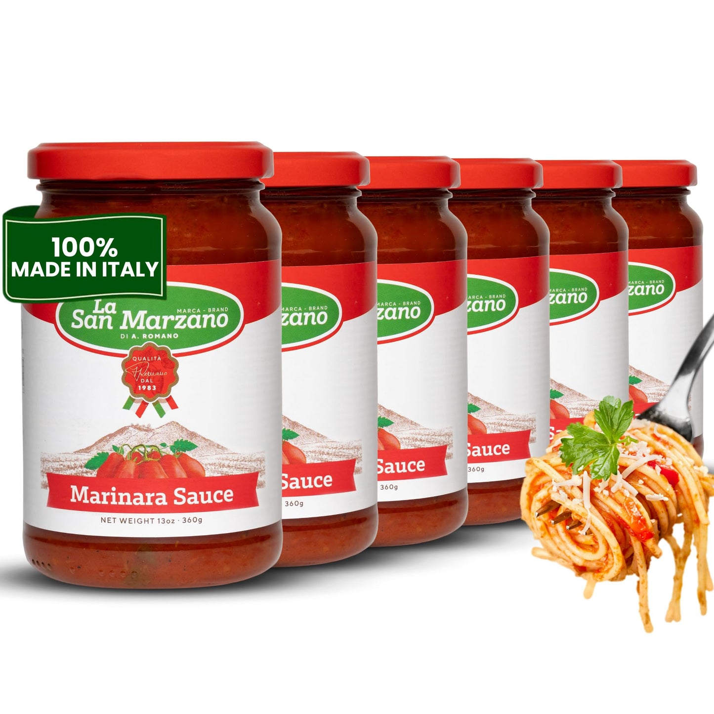 La San Marzano Marinara Sauce, All Natural, Non-GMO, Vegan, Gluten-Free, 13 oz, Pack of 6