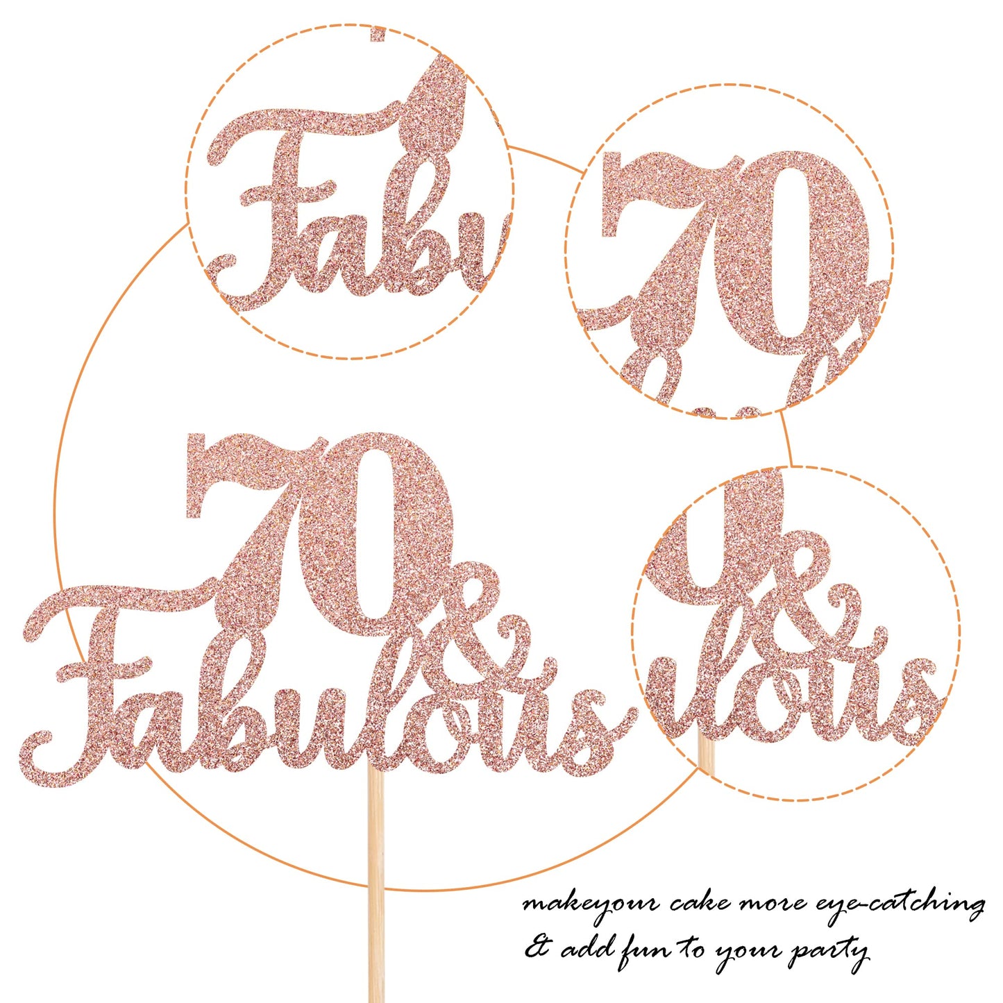 1 Pcs 70 & Fabulous Cake Topper Glitter Seventy And Fabulous Cake Toppers Happy 70Th Birthday Cake Pick For 70Th Wedding Anniver