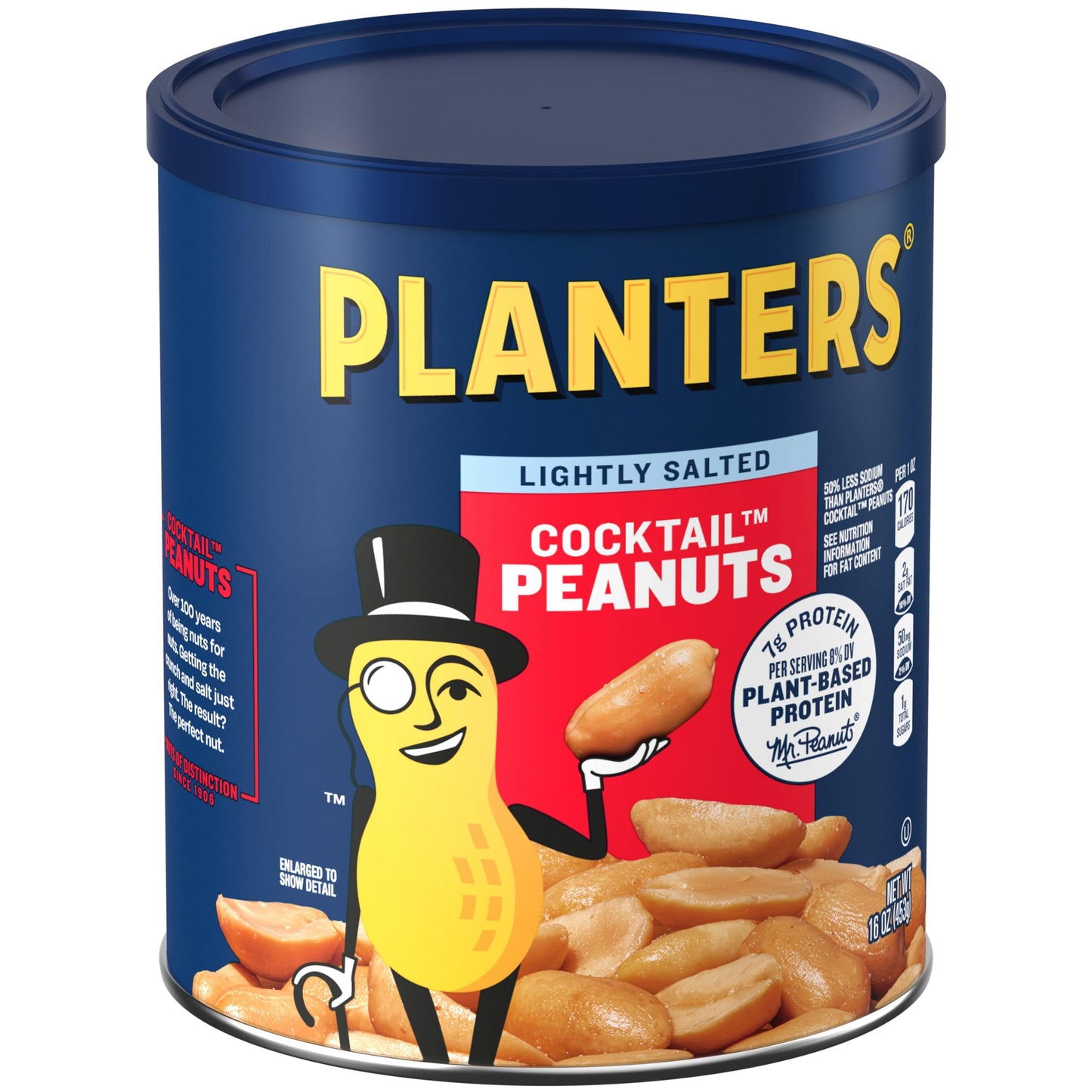 PLANTERS Dry Roasted Peanuts, Plant-Based Protein, Lightly Salted, 16 Oz Jar