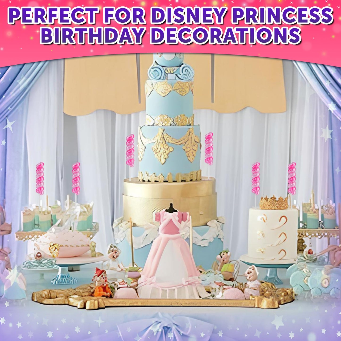 Disney Princess Lollipops Swirl 20Pk- Disney Princess Candy For Princess Party Favors - Cupcake Toppers & Snacks - Birthday Part