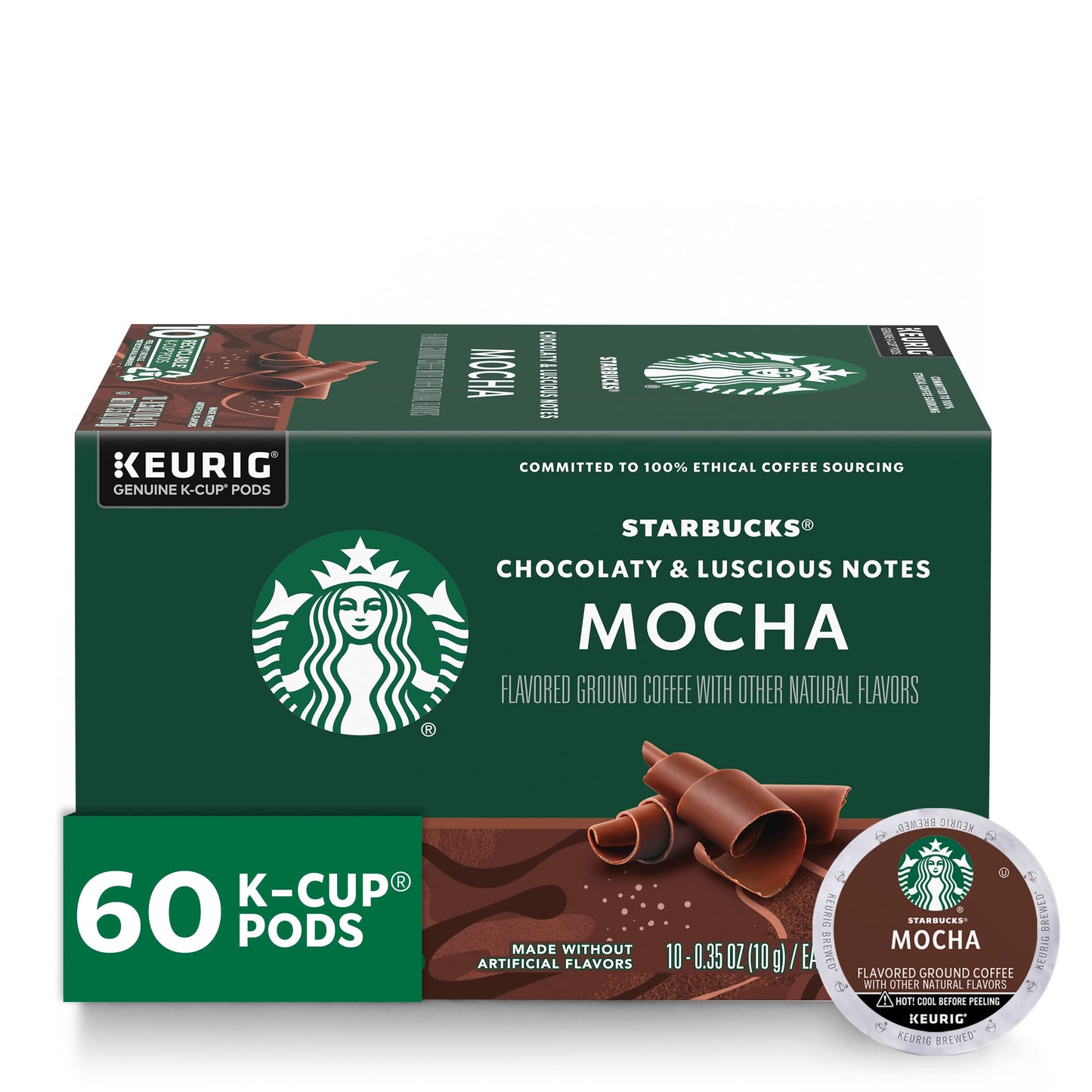 Starbucks Mocha Flavored K-Cup Coffee Pods, 100% Arabica, 60 Pods (6 Boxes)